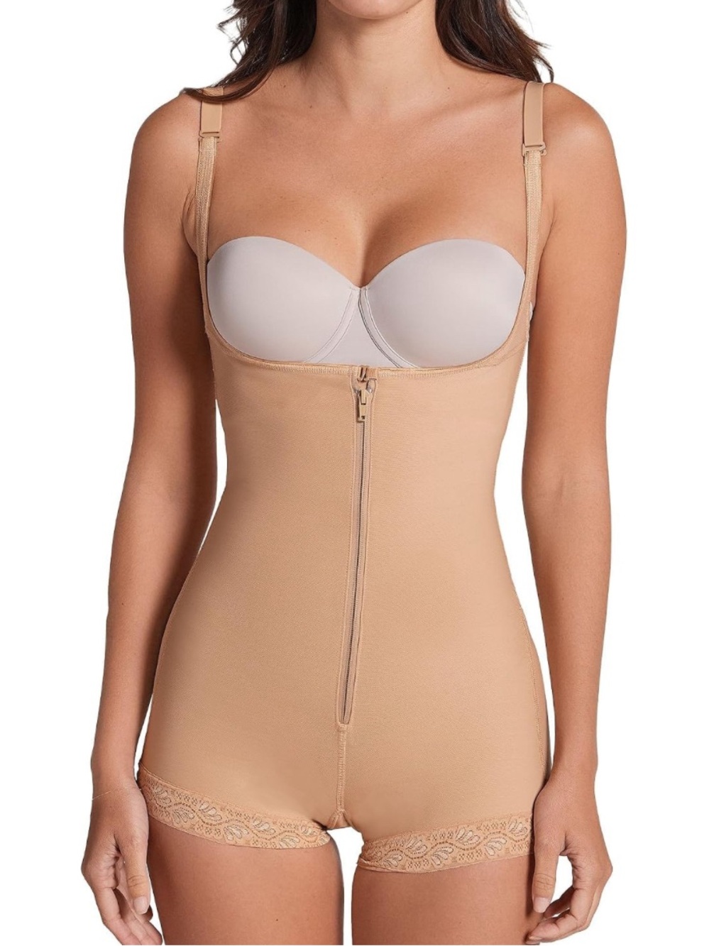 Leonisa Women's Slimming Braless Firm Tummy Compression Body Shaper in Boyshort